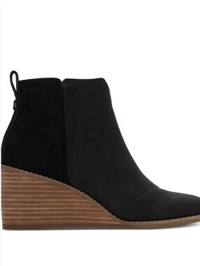 Toms Clare Slip-On Wedge Booties- Black
